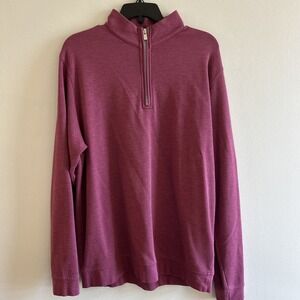 Peter Millar 1/4 Zip Sweater Mens Large Pink Pullover Golf Performance Stretch